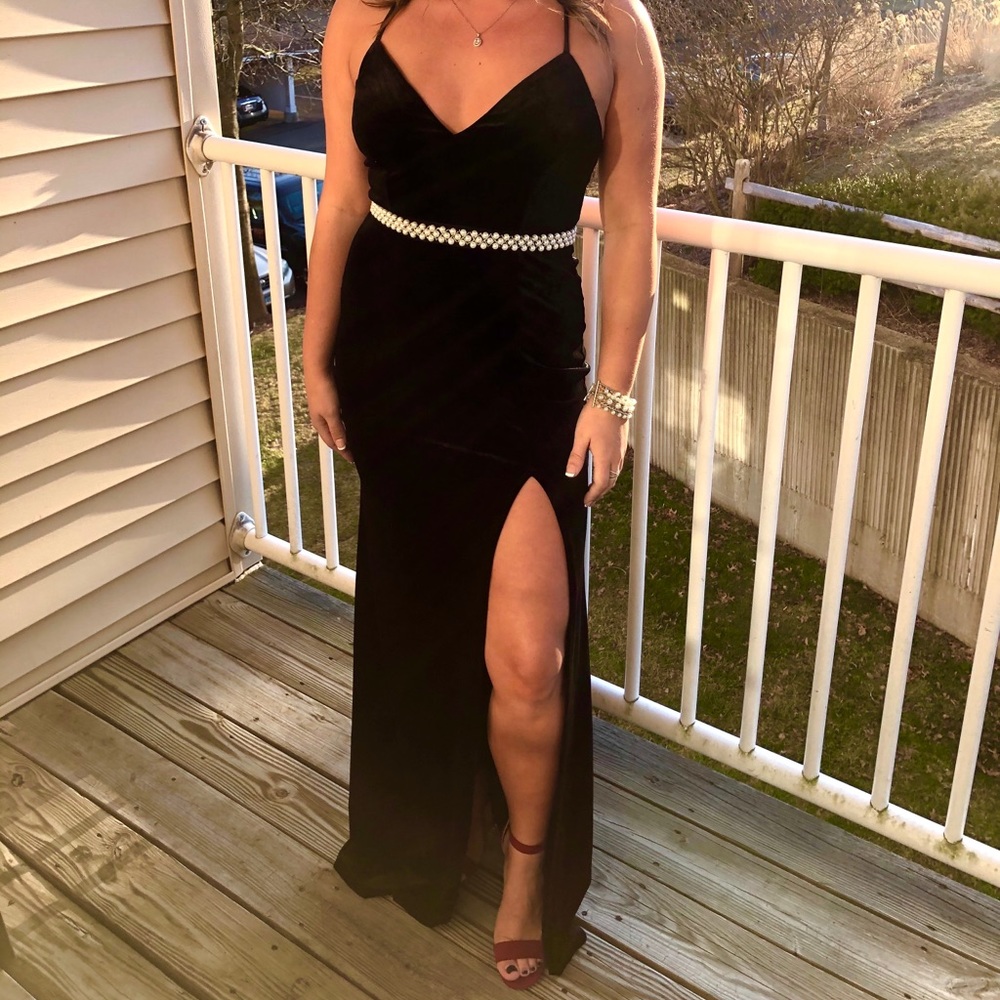 Black Velvet Formal Gown